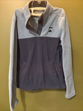 Two-Tone Fleece Pullover - Light Blue & Charcoal by Riding Sport